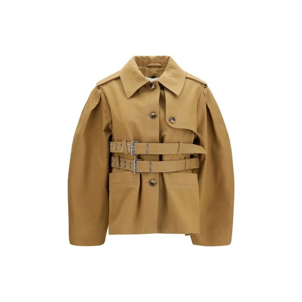 Ganni Beige Cotton Full-Length Women's Jacket